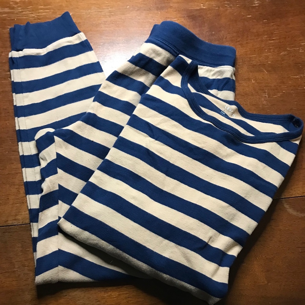 Leveret Mens Small Brown and Navy Striped Cotton PJs